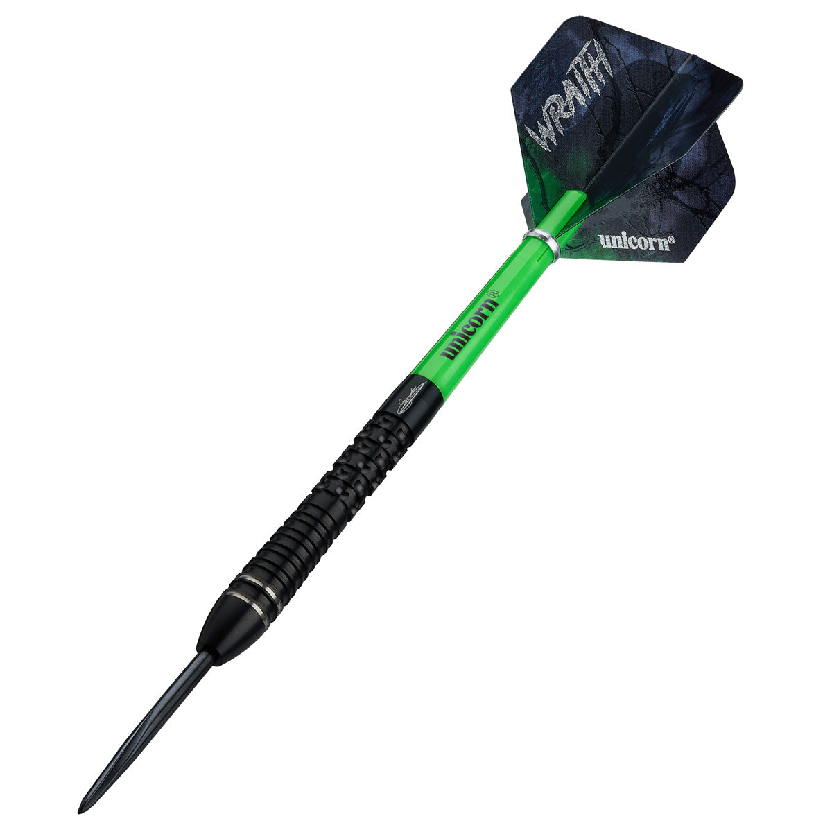 Wraith Gary Anderson Phase 6 Steel Tip Darts angled product image displaying the barrel profile, grip layout, and design features