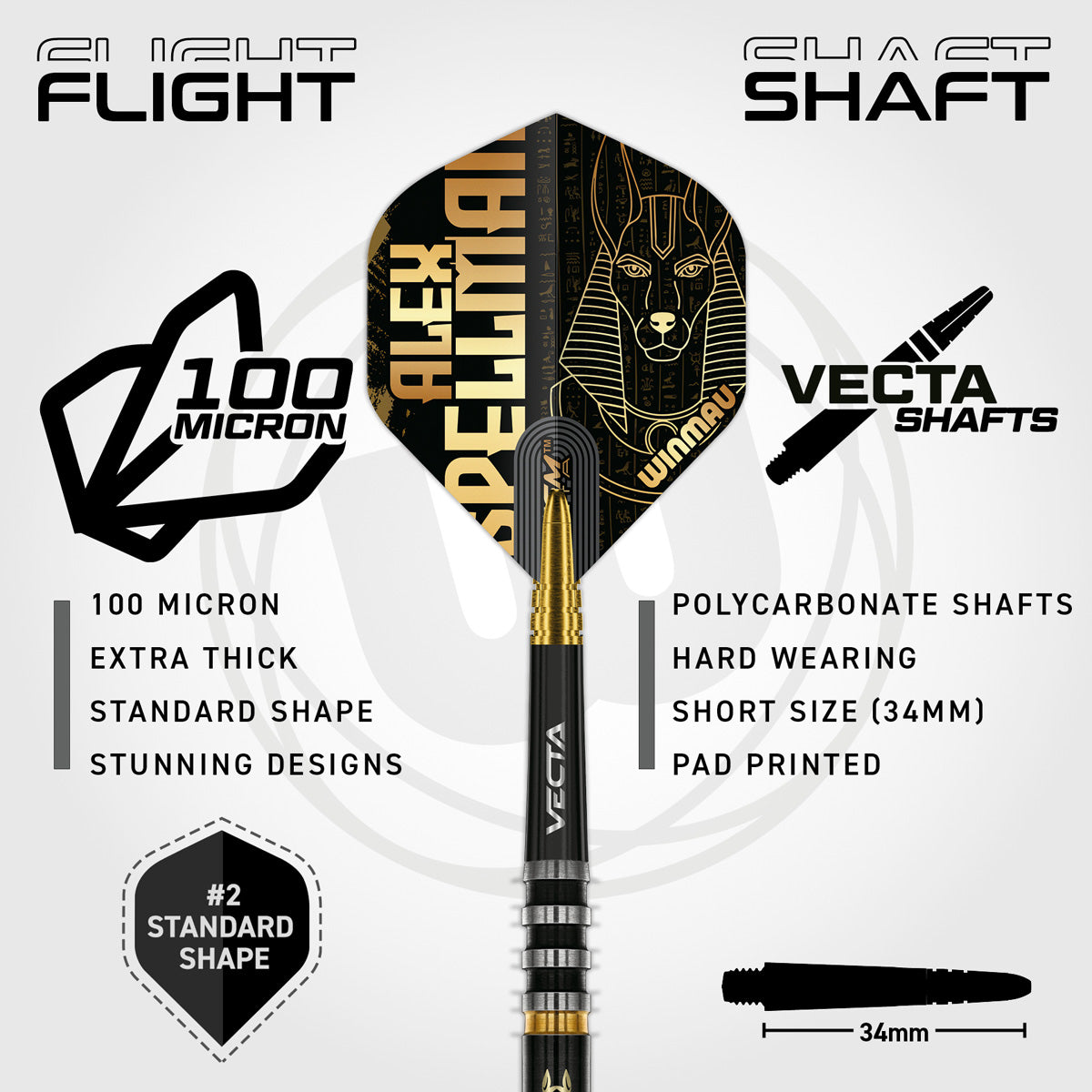 Alex Spellman Steel Tip Darts flight and stem image showing the included flight design, shaft setup, and branding details