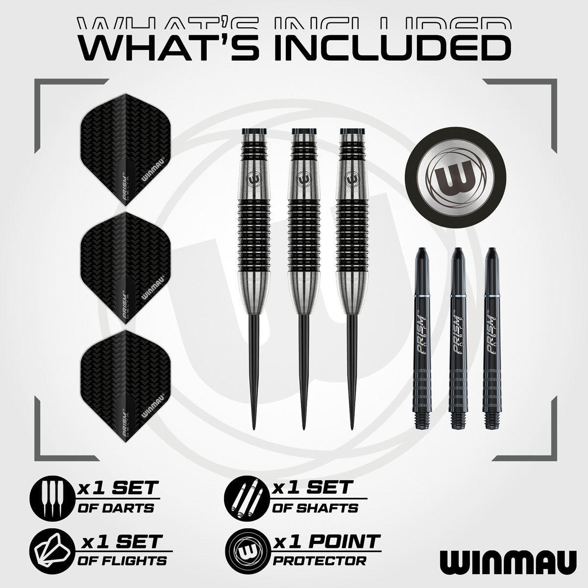 Blackout Bomb Barrel Steel Tip Darts contents image displaying everything included inside the package