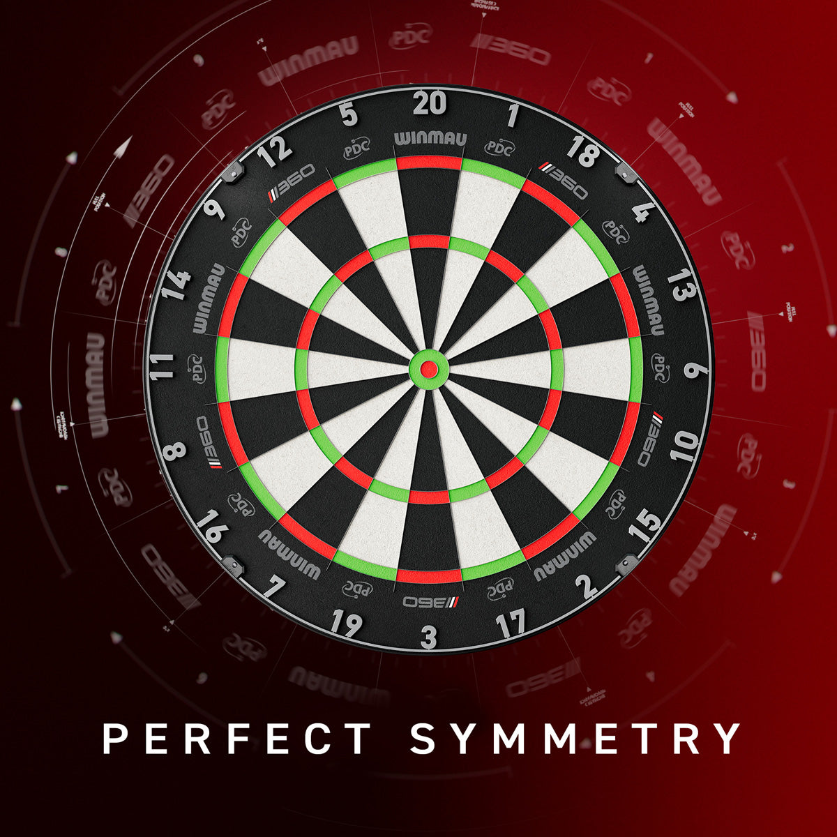 Winmau Blade 360 Triple Core Dartboard image showing the perfect symmetry of the dartboard