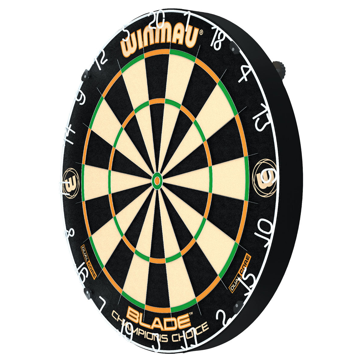 Winmau Champions Choice Dual Core Trainer Dartboard alternate product image showing the dartboard and product contents