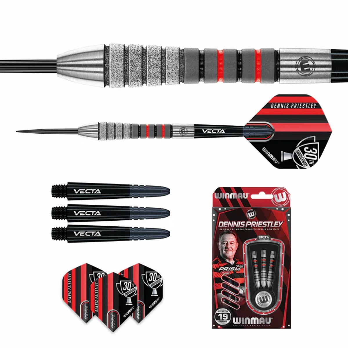 Dennis Priestley Diamond 3 Zero Steel Tip Darts contents image displaying everything included inside the package