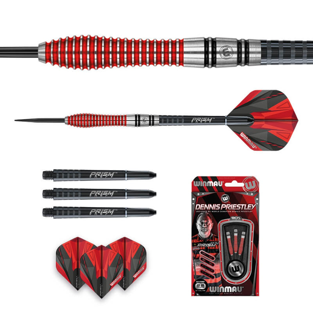 Dennis Priestley Special Edition Steel Tip Darts contents image displaying everything included inside the package