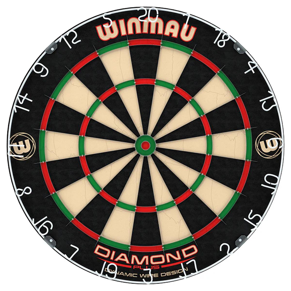 Winmau Diamond Plus Dartboard main product image showing the dartboard and product contents