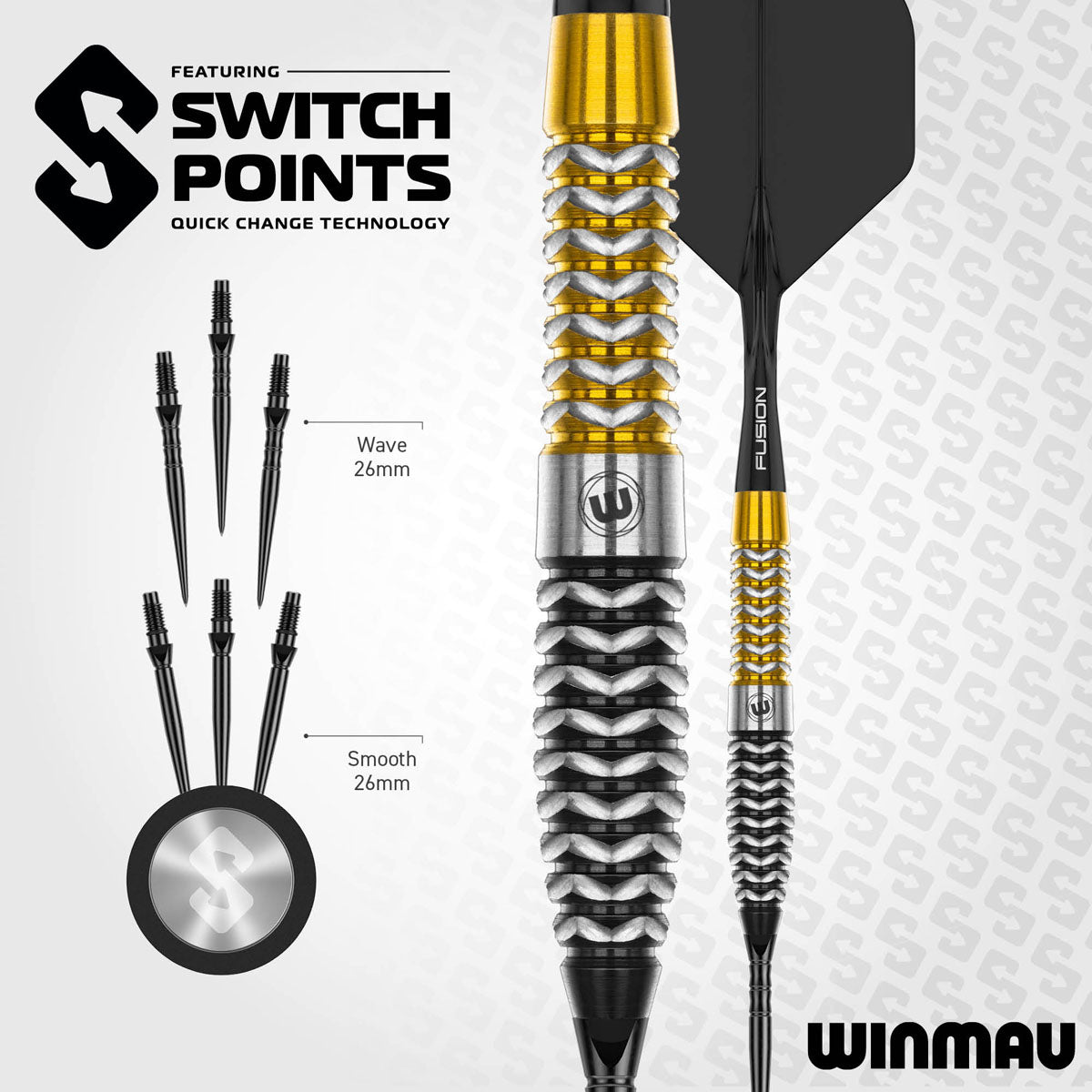 Winmau Exion Torpedo Switch Point 90% Tungsten Steel Tip Darts