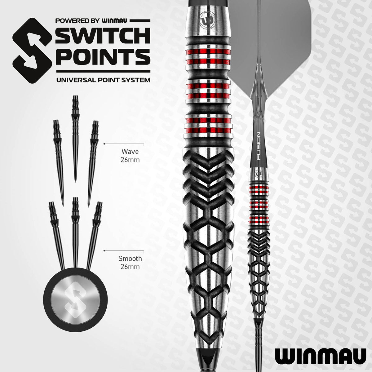 Winmau Fornax Torpedo Switch Point 90% Tungsten Steel Tip Darts