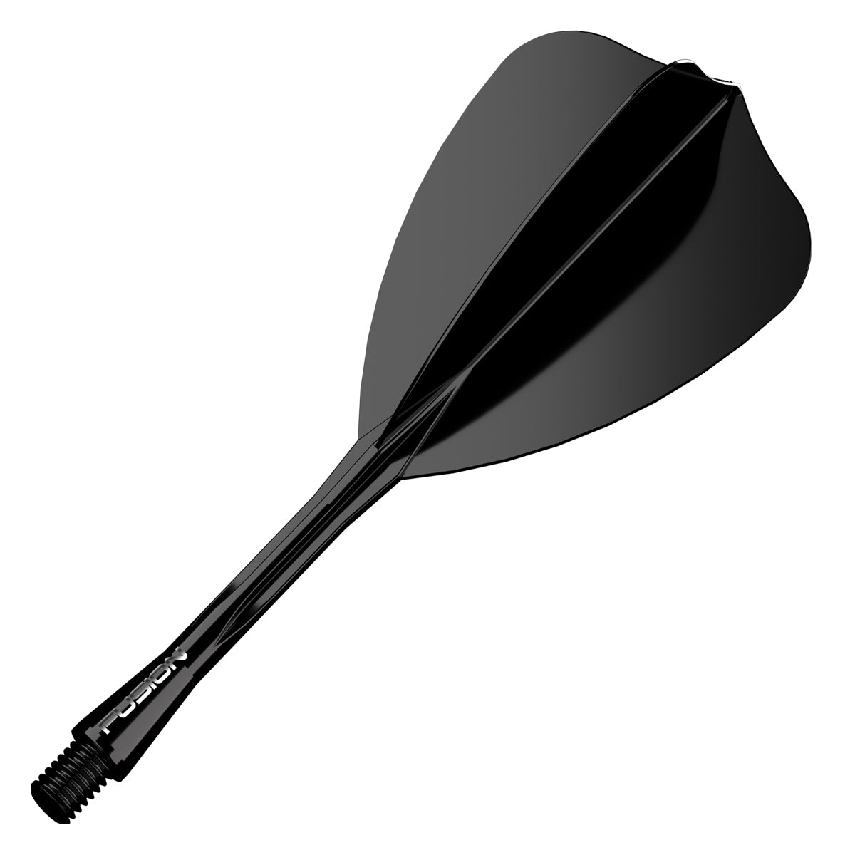 Winmau Fusion Arrow Integrated Flight & Shaft Black angled view highlighting the product design and profile.