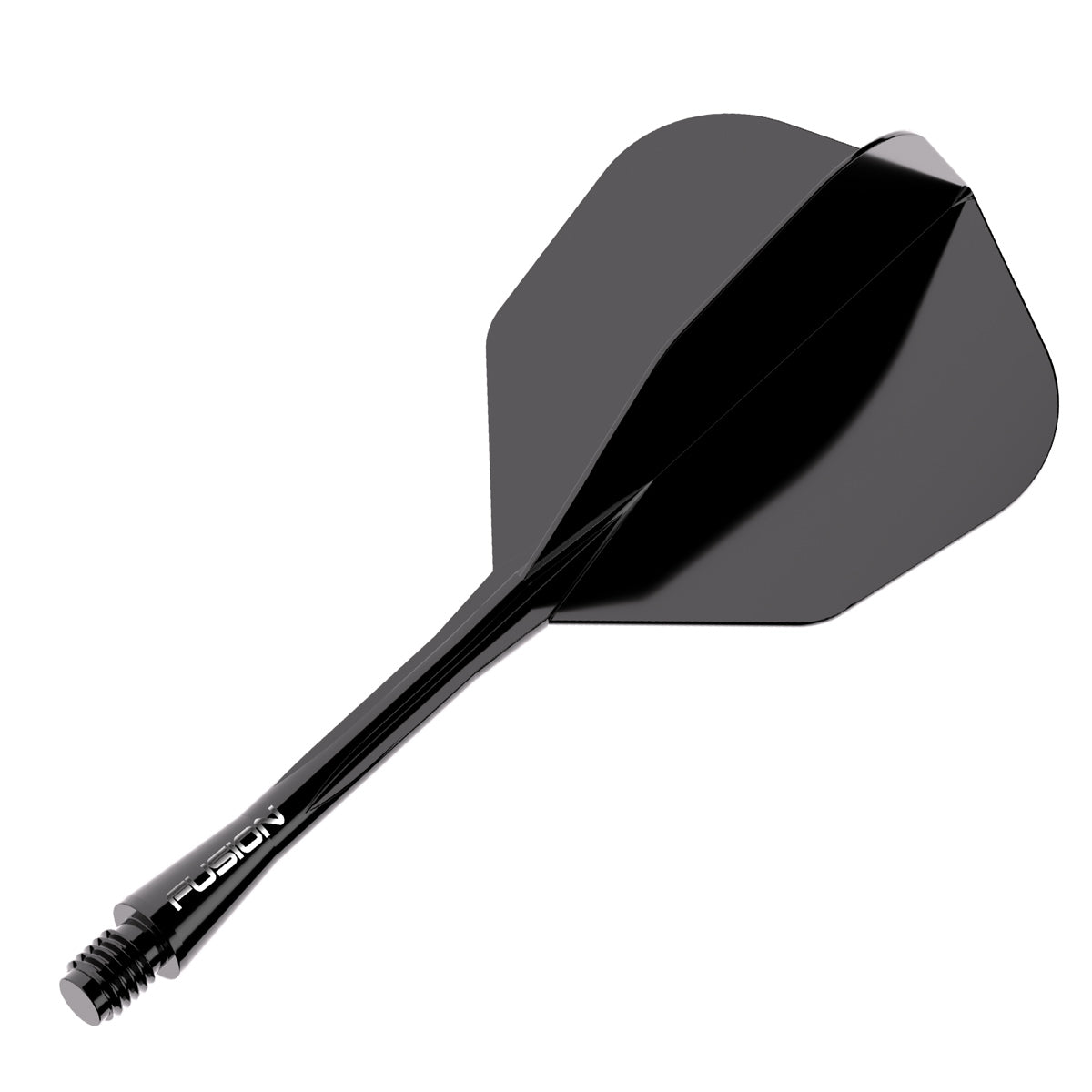 Fusion Integrated Flight & Shaft Black No6 by Winmau angled view highlighting the product design and profile.