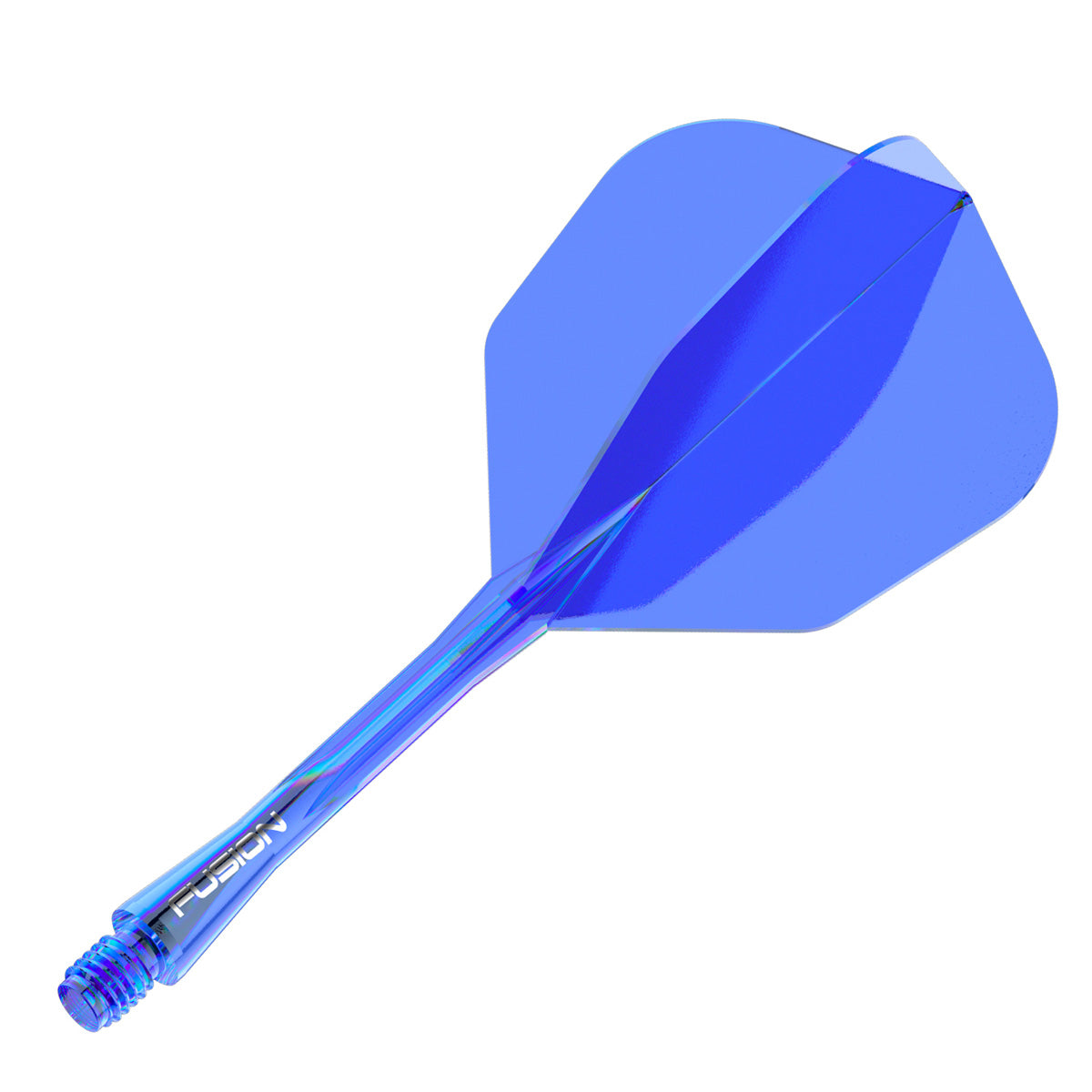 Winmau Fusion Integrated Flight & Shaft Blue No6 angled view highlighting the product design and profile.