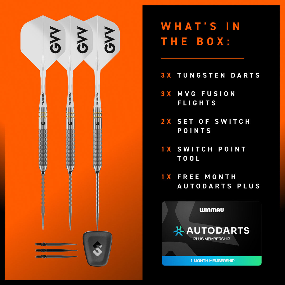 Winmau Gian Van Veen W-Max Switch Point 90% Tungsten Steel Tip Darts