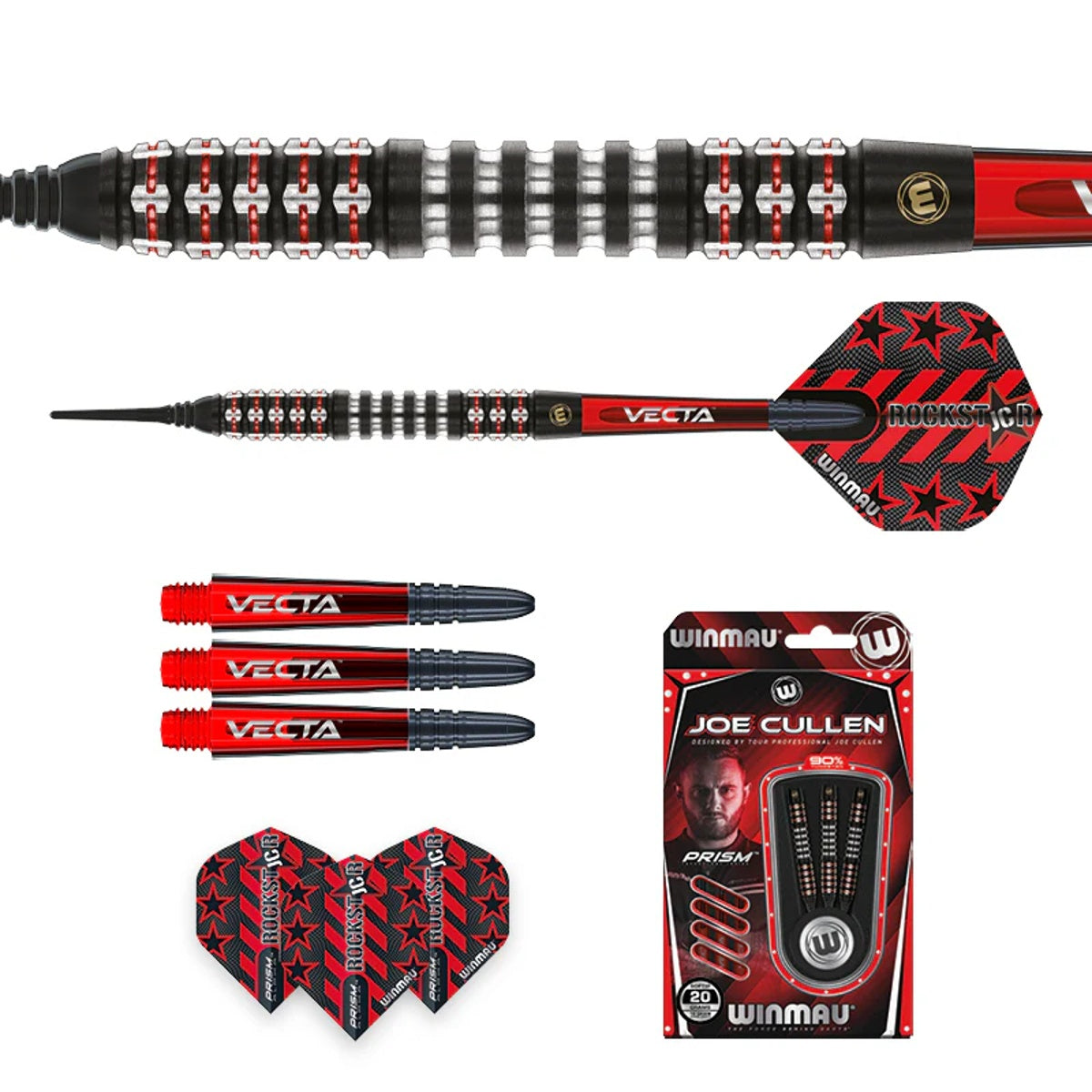 Joe Cullen Ignition Series Steel Tip Darts contents image displaying everything included inside the package