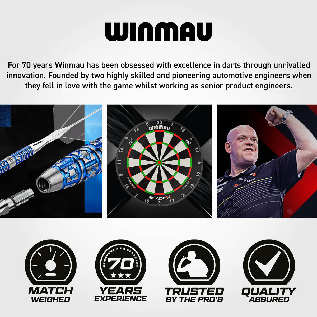 Joe Cullen Steel Tip Darts Winmau brand image featuring Winmau branding, product range identity, and manufacturer information