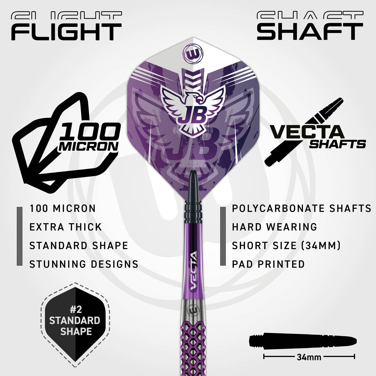 John Brown Signature Edition Steel Tip Darts flight and stem image showing the included flight design, shaft setup, and branding details
