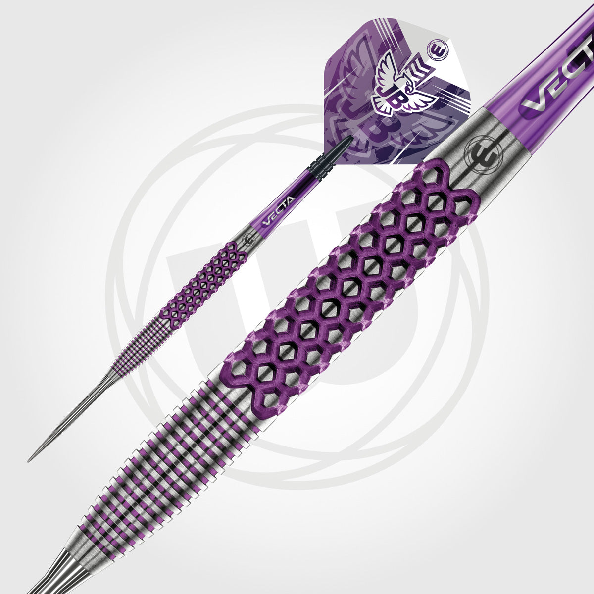 John Brown Signature Edition Steel Tip Darts close up image showing detailed grip patterns, machining, coating, and precision craftsmanship