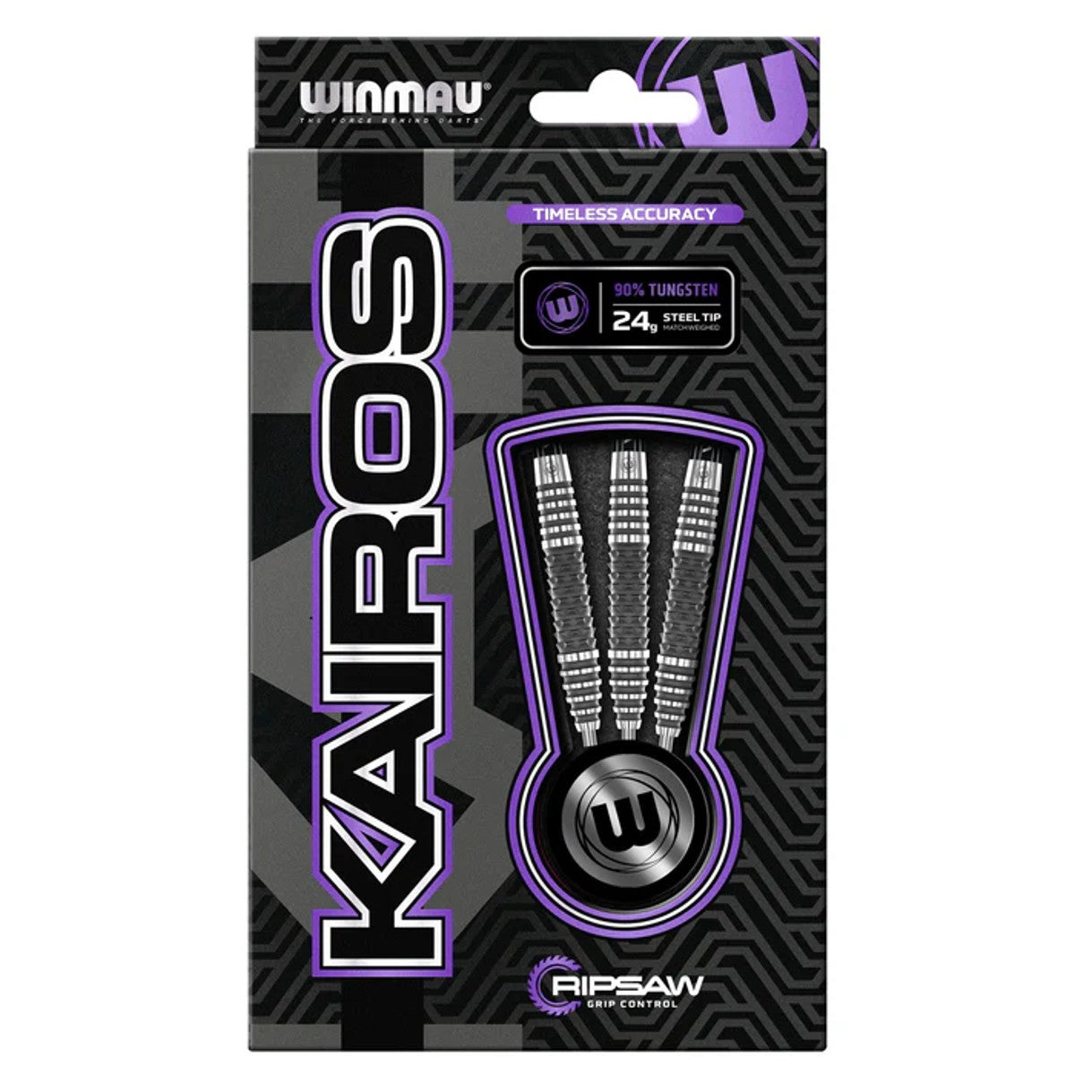 Kairos Steel Tip Darts packaging exterior image showing the outer box artwork, branding, and presentation design
