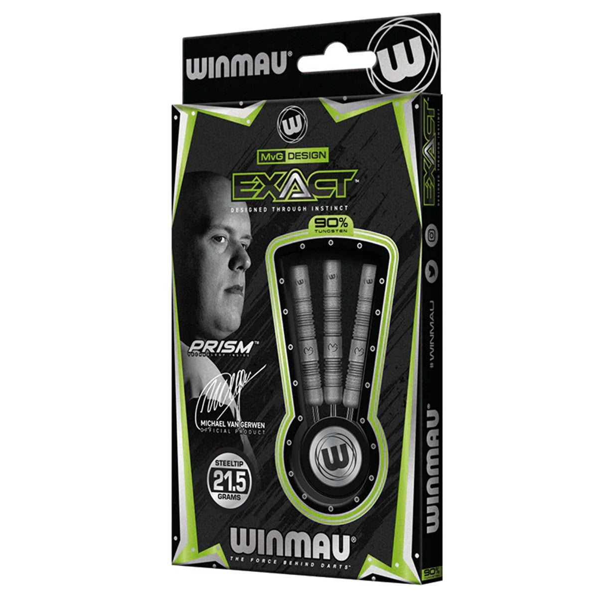 Michael van Gerwen MvG Exact Steel Tip Darts packaging exterior image showing the outer box artwork, branding, and presentation design