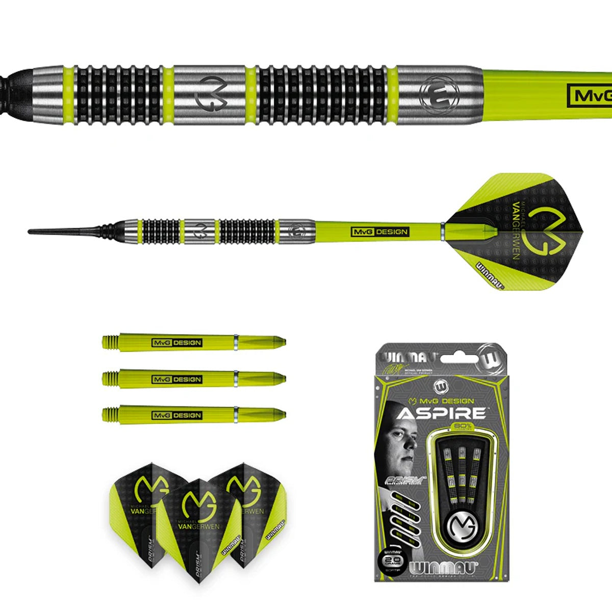 Michael Van Gerwen MVG Aspire 80% Tungsten Soft Tip Darts by Winmau