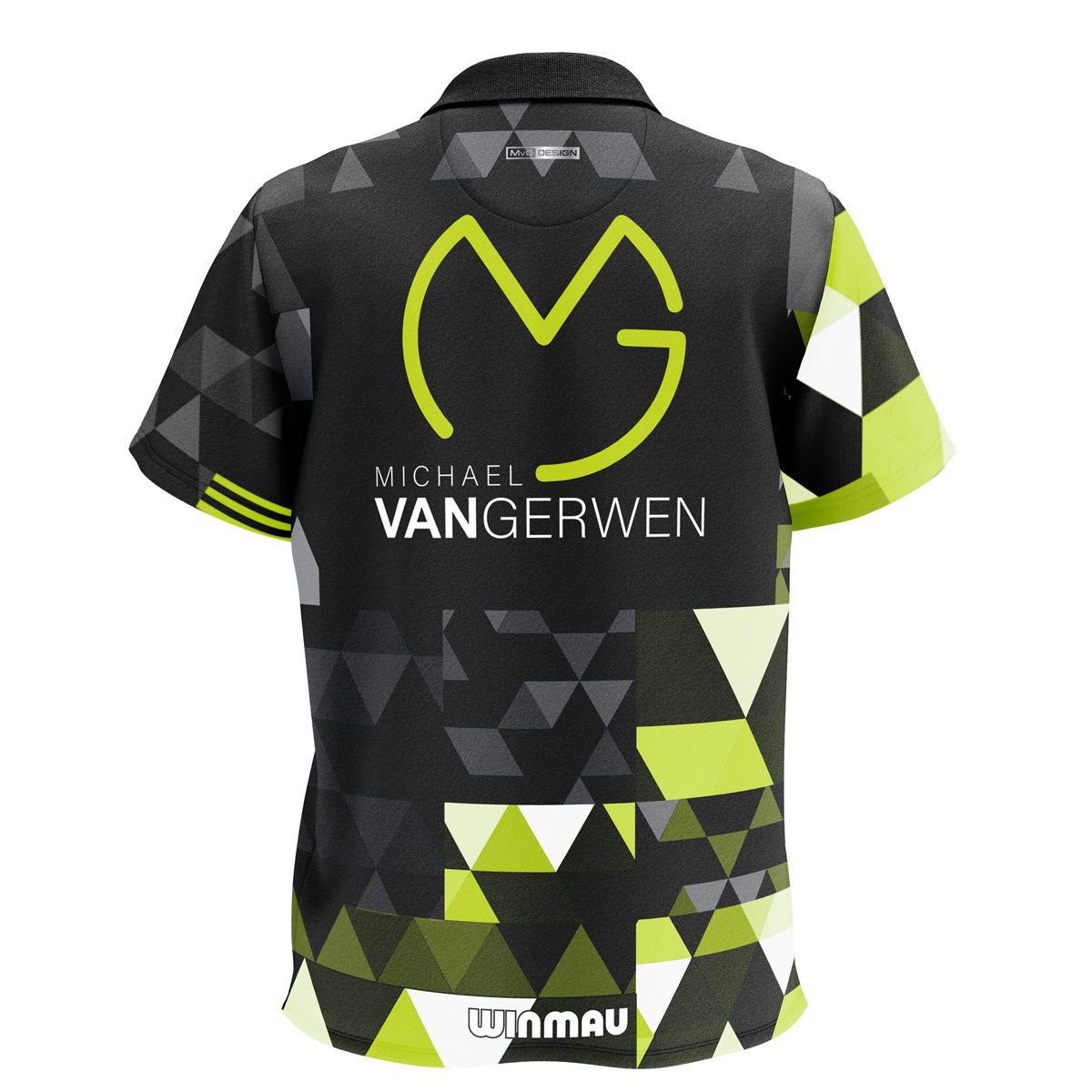 Winmau MvG Fan Edition Polo rear view image showing the back design and styling