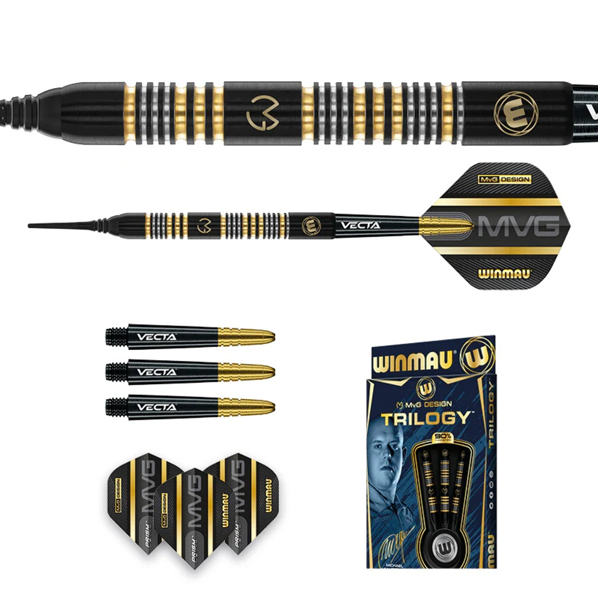 MVG Trilogy 90% Tungsten Soft Tip Darts by Winmau