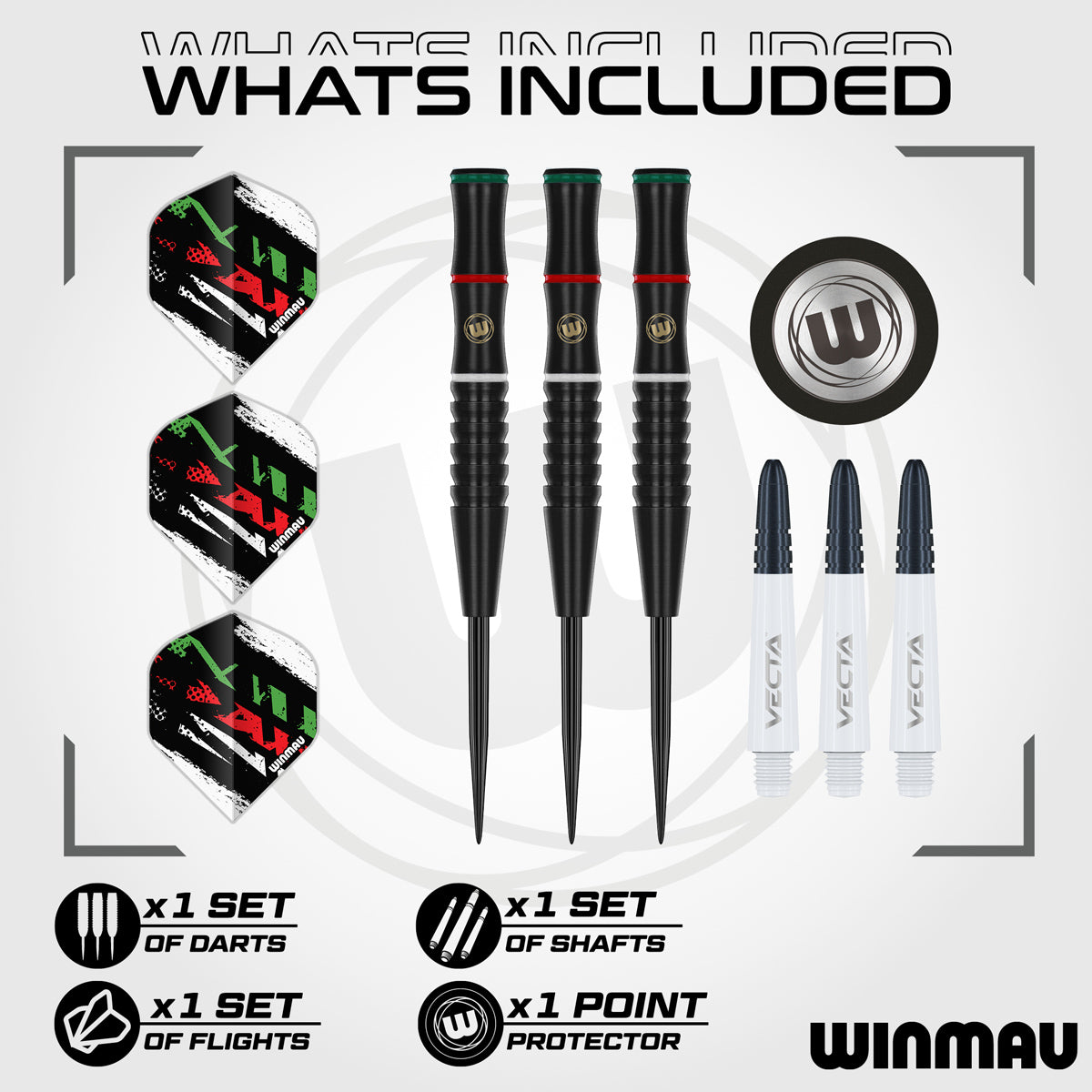 Peter Wachiuri Steel Tip Darts contents image displaying everything included inside the package
