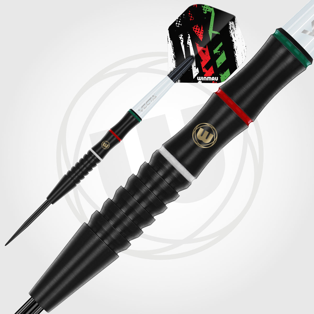 Peter Wachiuri Steel Tip Darts close up image showing detailed grip patterns, machining, coating, and precision craftsmanship