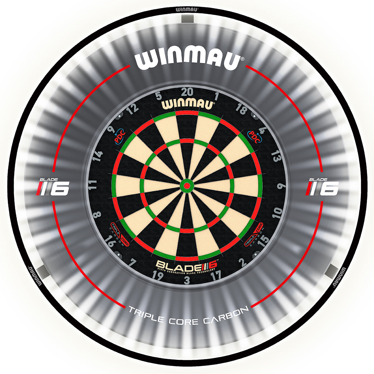 Winmau Plasma LED Dartboard Lighting System straight product image showing the lighting system and included contents