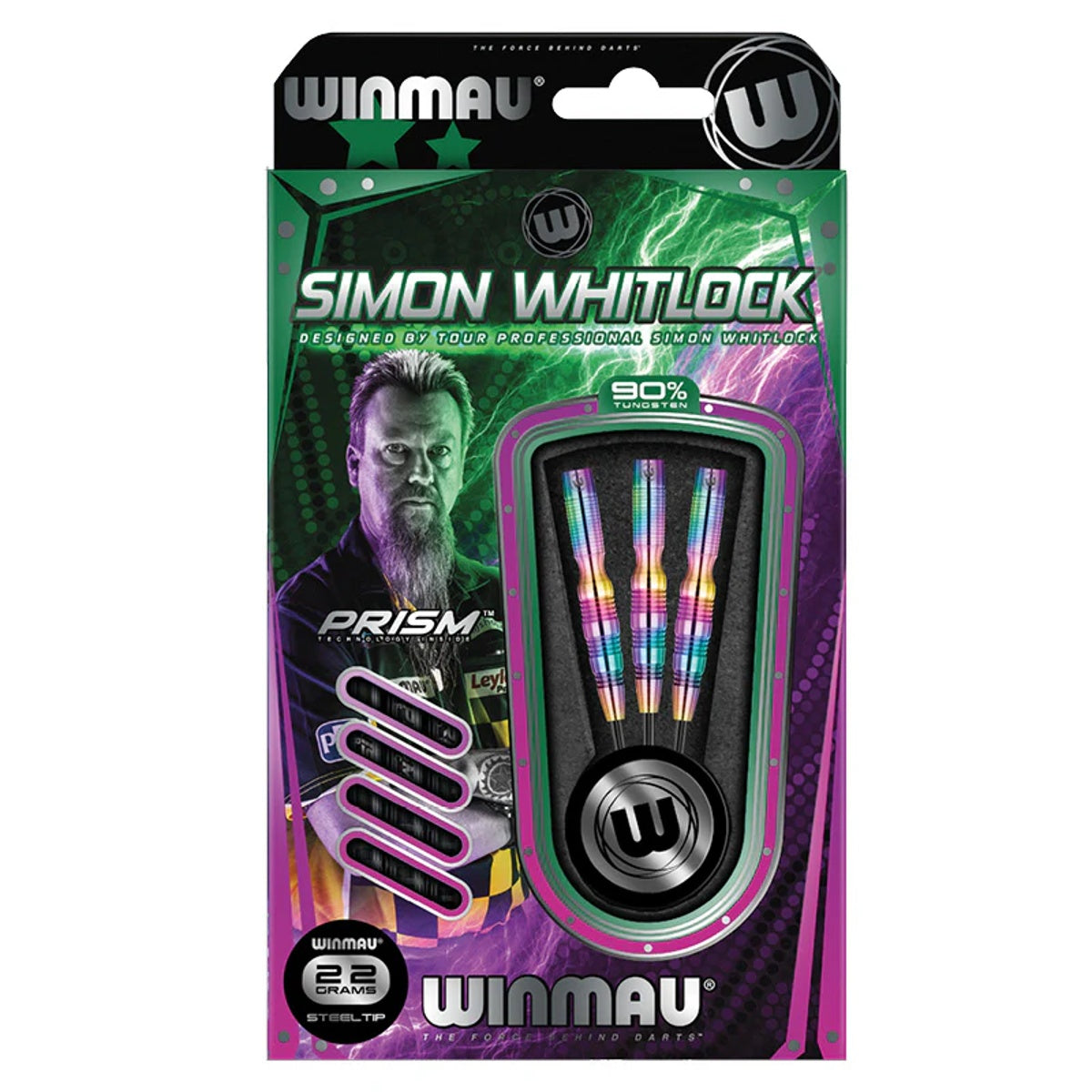 Simon Whitlock Urban Grip Steel Tip Darts packaging exterior image showing the outer box artwork, branding, and presentation design