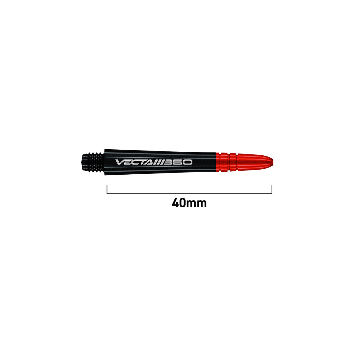 Winmau Vecta Blade 360 Dart Stems Shafts Black length guide image showing available stem sizes and dimensions