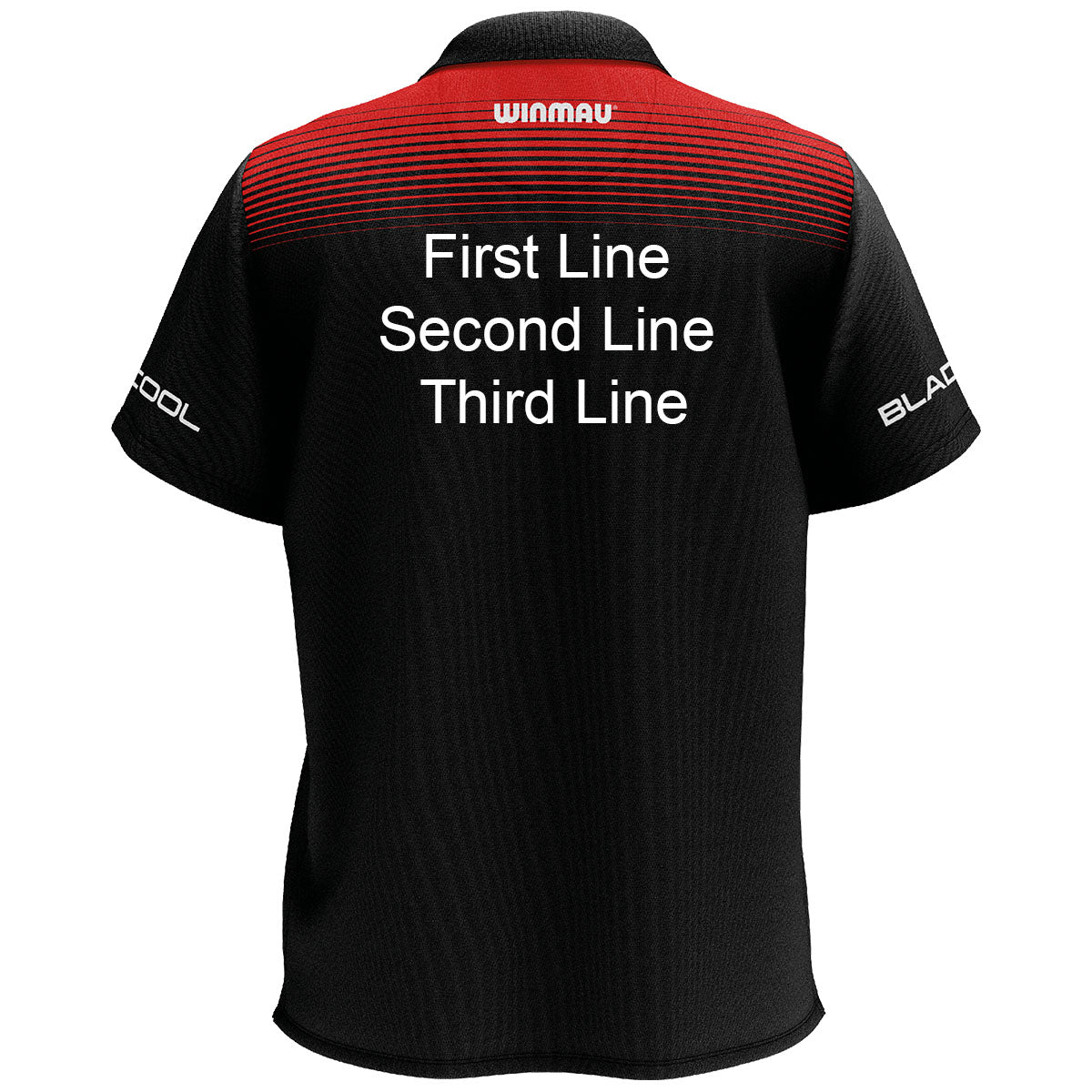 Winmau Wincool 4 Dart Shirt image highlighting available name and customisation options