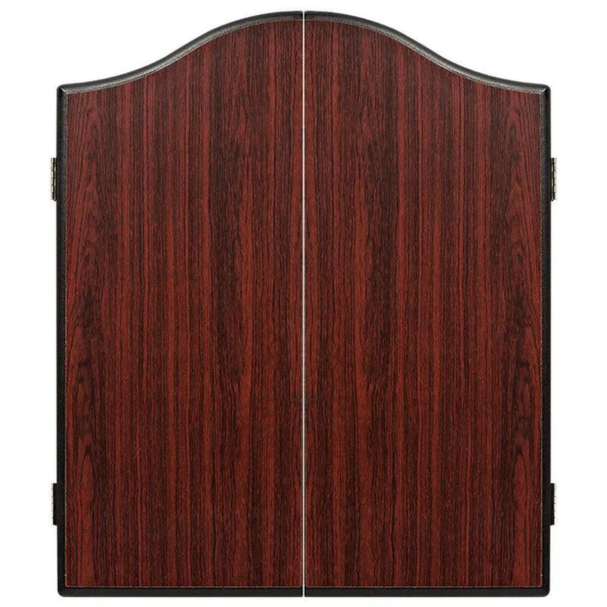 Winmau plain rosewood dartboard cabinet with a smooth, closed finish and elegant wood grain design.