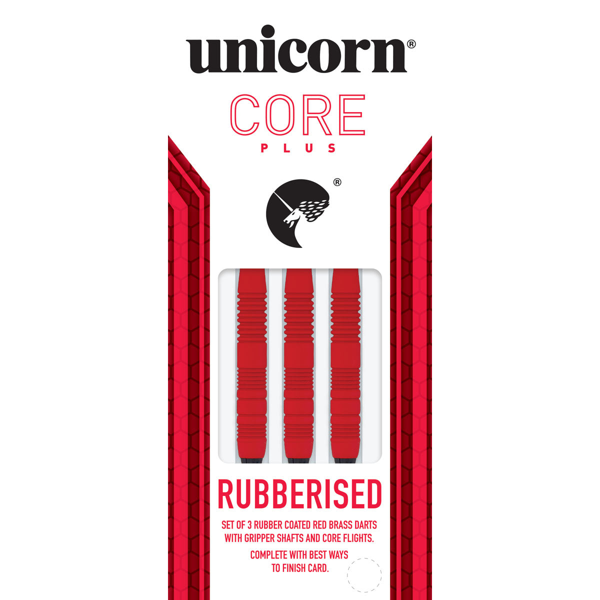 Core Plus Red Rubber Coated Brass Soft Tip Darts by Unicorn