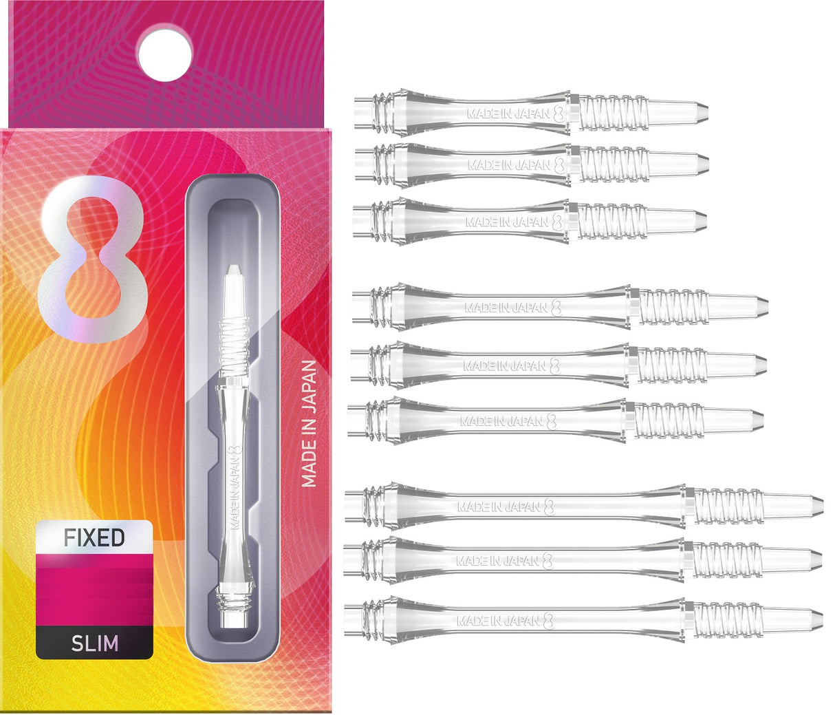 8 Clear Slim Fixed Dart Stems / Shafts