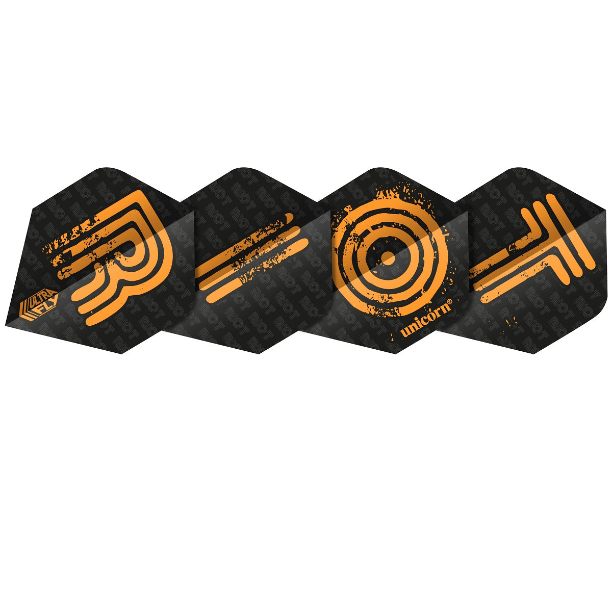 Ultrafly.100 RIOT Orange Standard Dart Flights by Unicorn