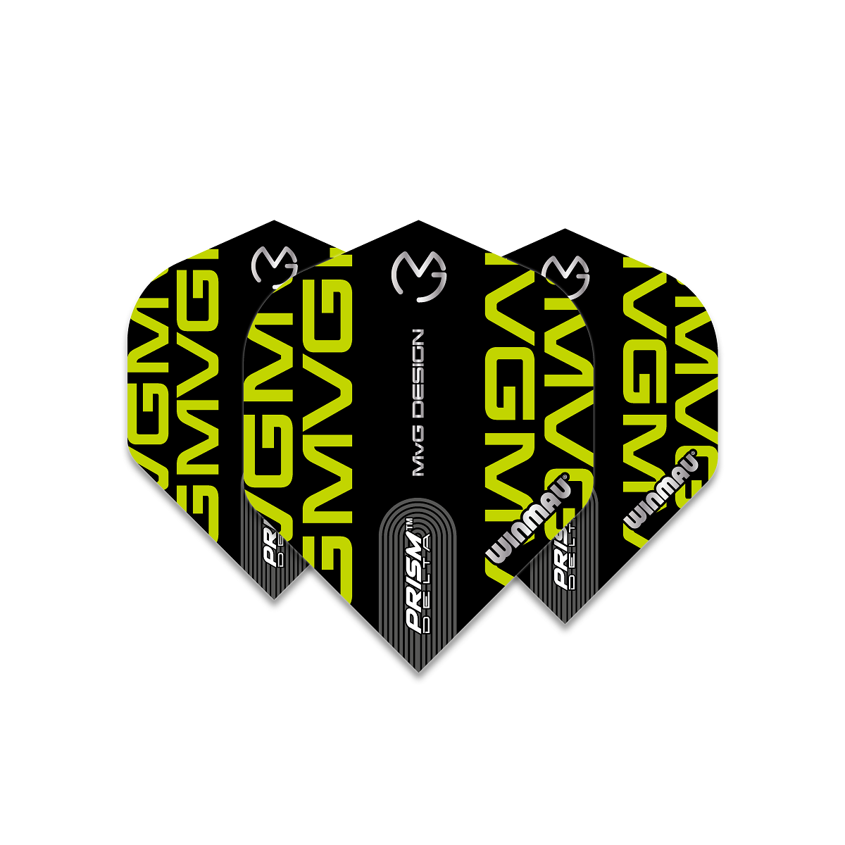 Winmau MvG Prism Alpha Extra Thick Black & Green Dart Flights