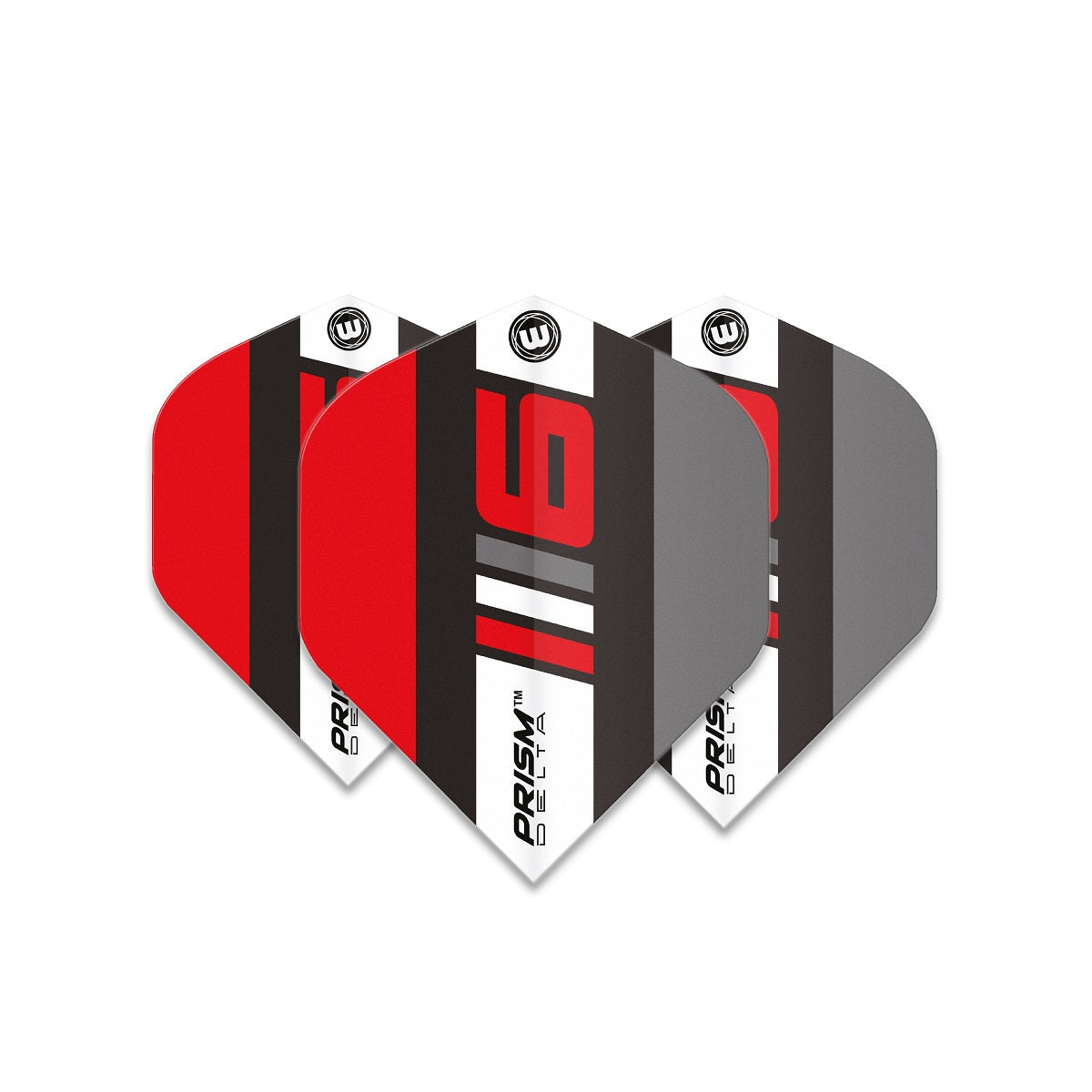 Winmau Prism Delta Blade 6 Black, Grey & Red Standard Dart Flights
