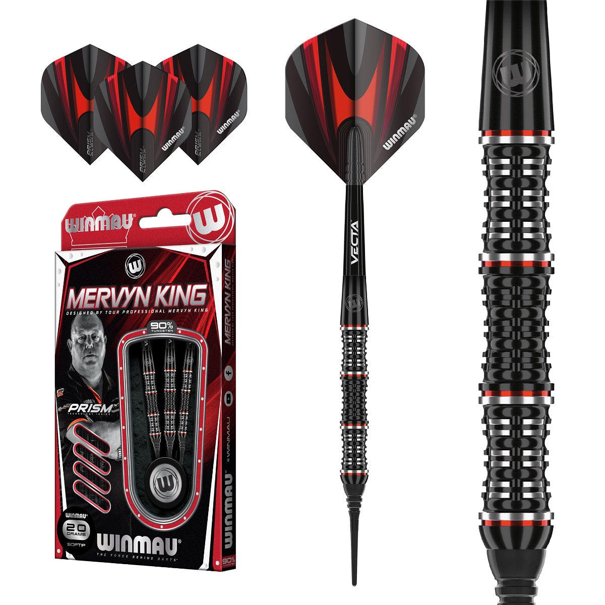Mervyn King Special Edition 90% Tungsten Soft Tip Darts by Winmau