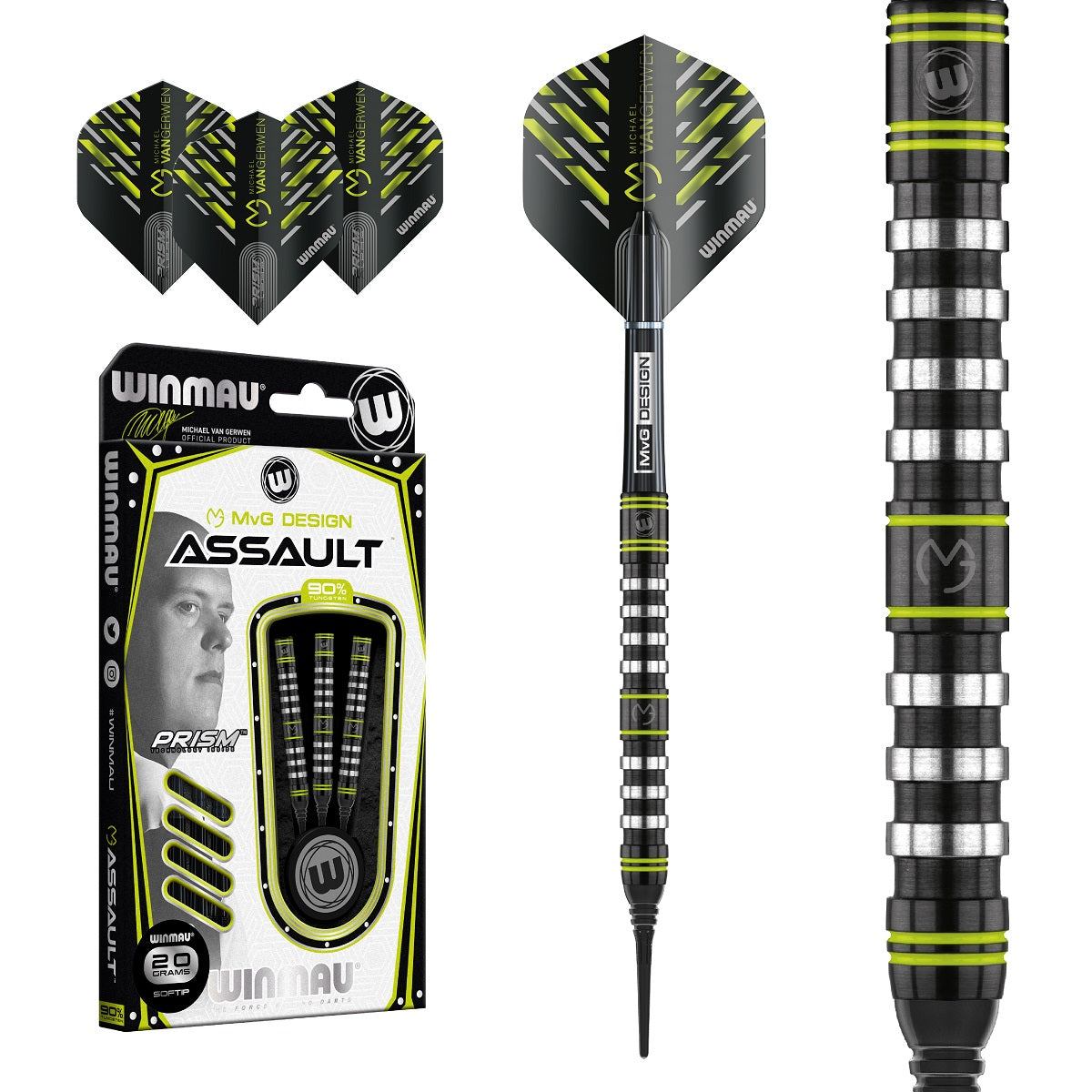 Michael Van Gerwen MVG Assault 90% Tungsten Soft Tip Darts by Winmau