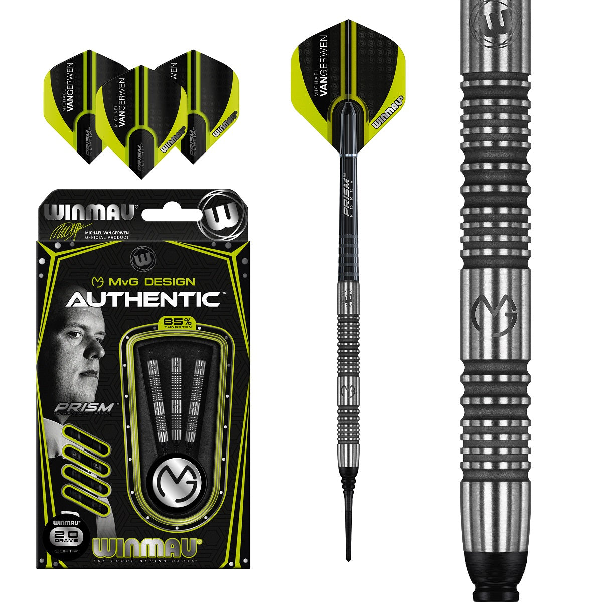 Michael Van Gerwen MVG Authentic 85% Tungsten Soft Tip Darts by Winmau