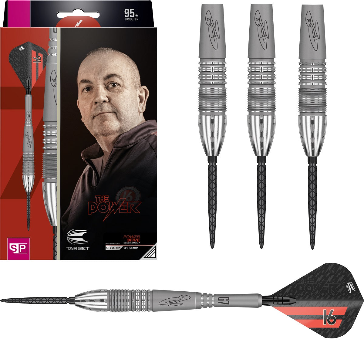 Phil Taylor Steel Tip Darts Target Power 9Five G9 Darts 18g Phil