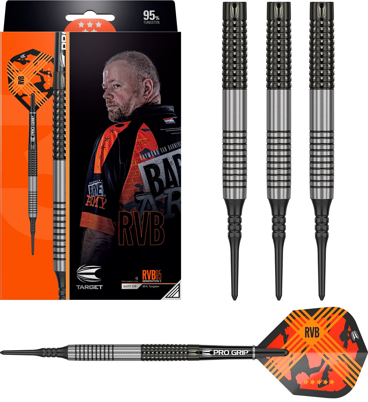 Raymond van Barneveld RVB95 G3 95% Tungsten Soft Tip Darts By Target