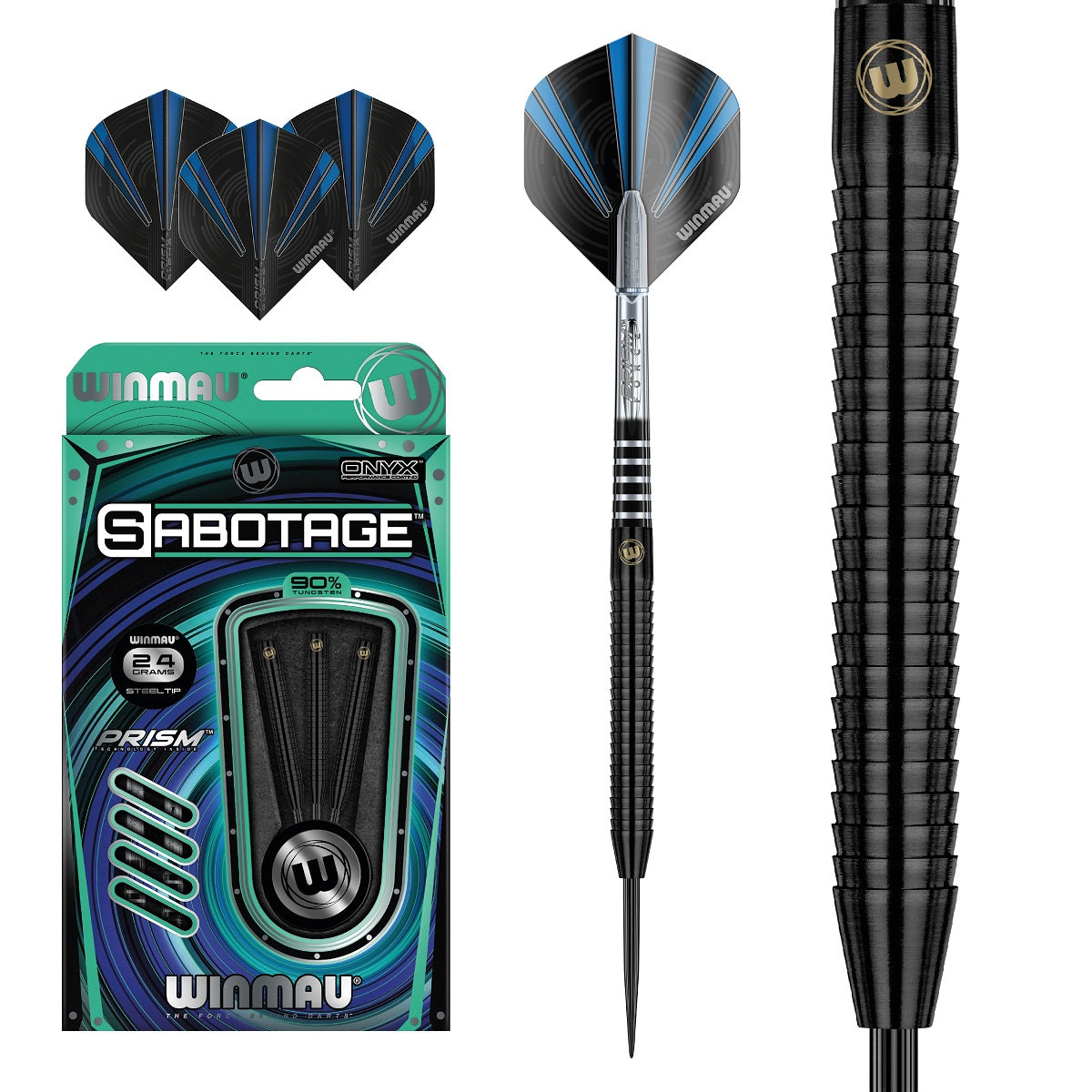 Winmau Sabotage Onyx 90% Tungsten Steel Tip Darts