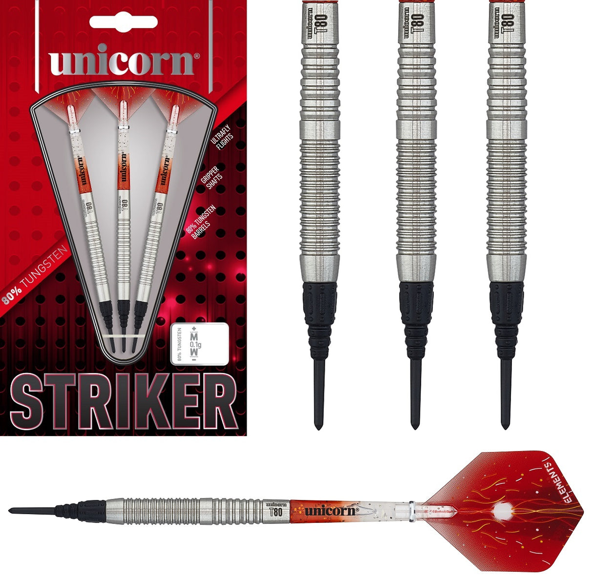 Unicorn Striker Type 6 80% Tungsten Soft Tip Darts
