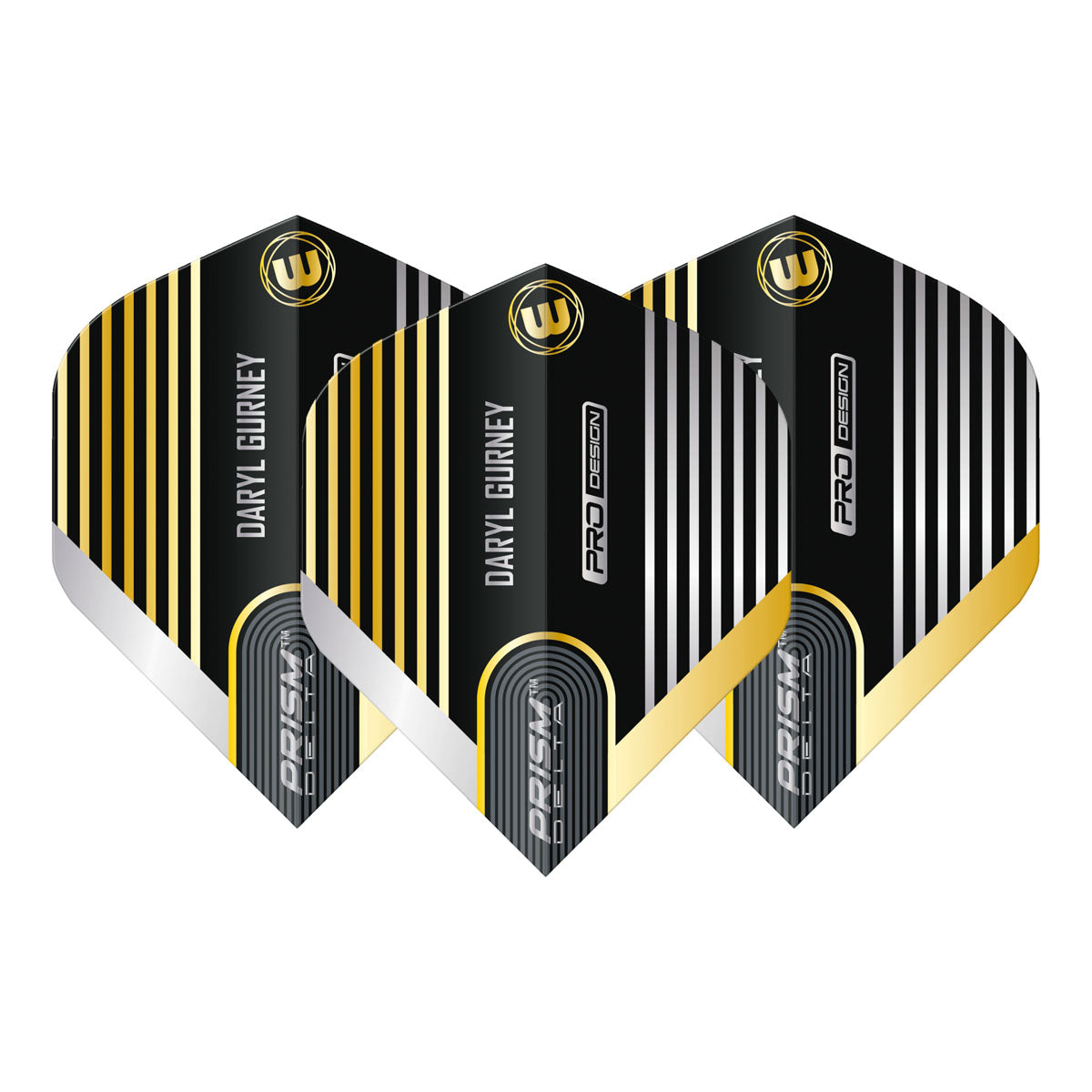 Prism Delta Daryl Gurney Black and Gold Standard Dart Flights by Winmau
