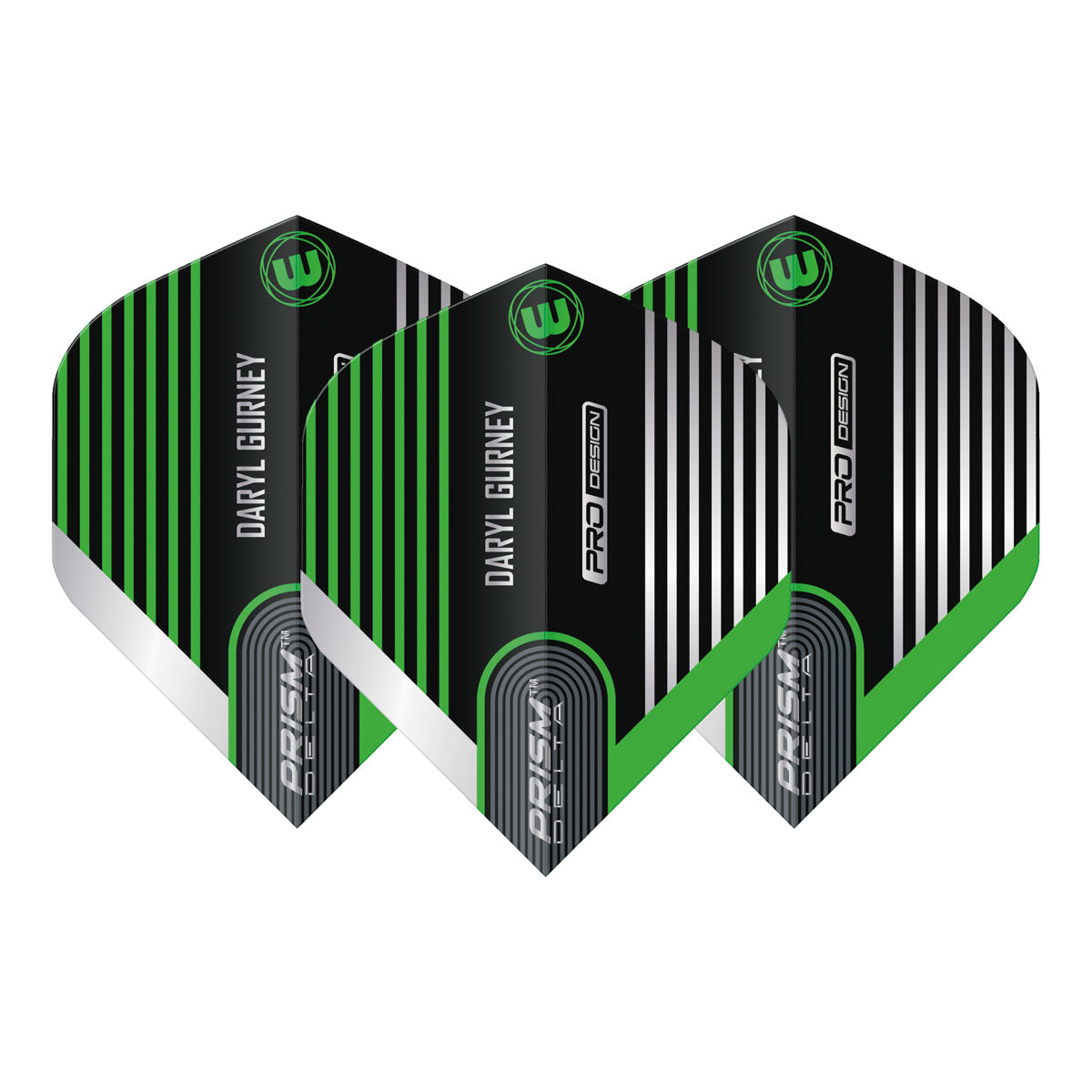 Prism Delta Daryl Gurney Black and Green Standard Dart Flights by Winmau