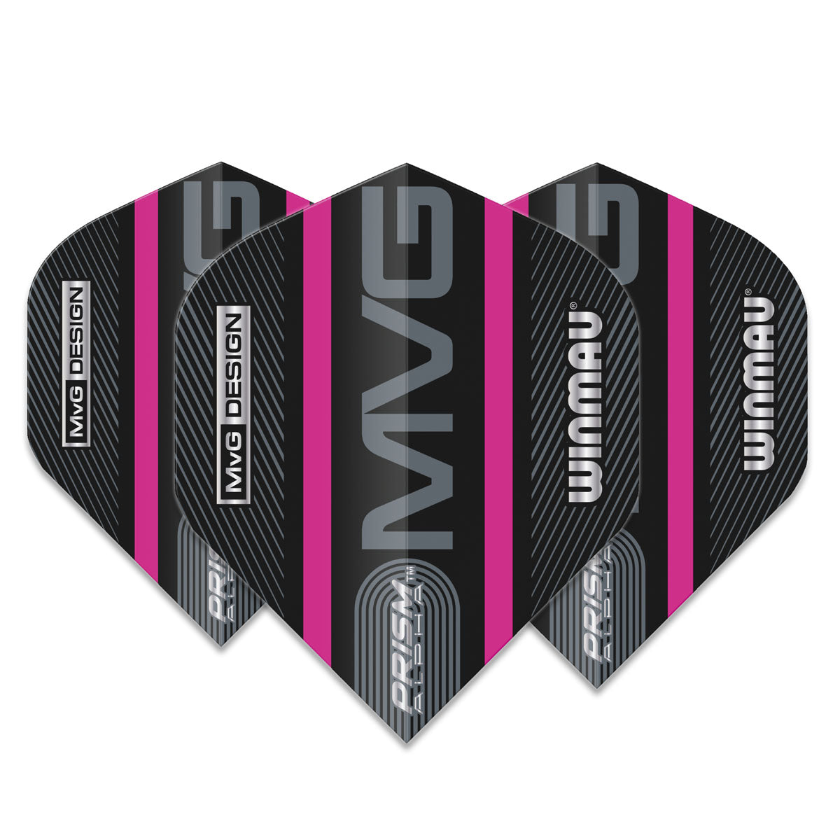 Prism Alpha MVG Black and Purple Logo Stripe Standard Dart Flights by Winmau