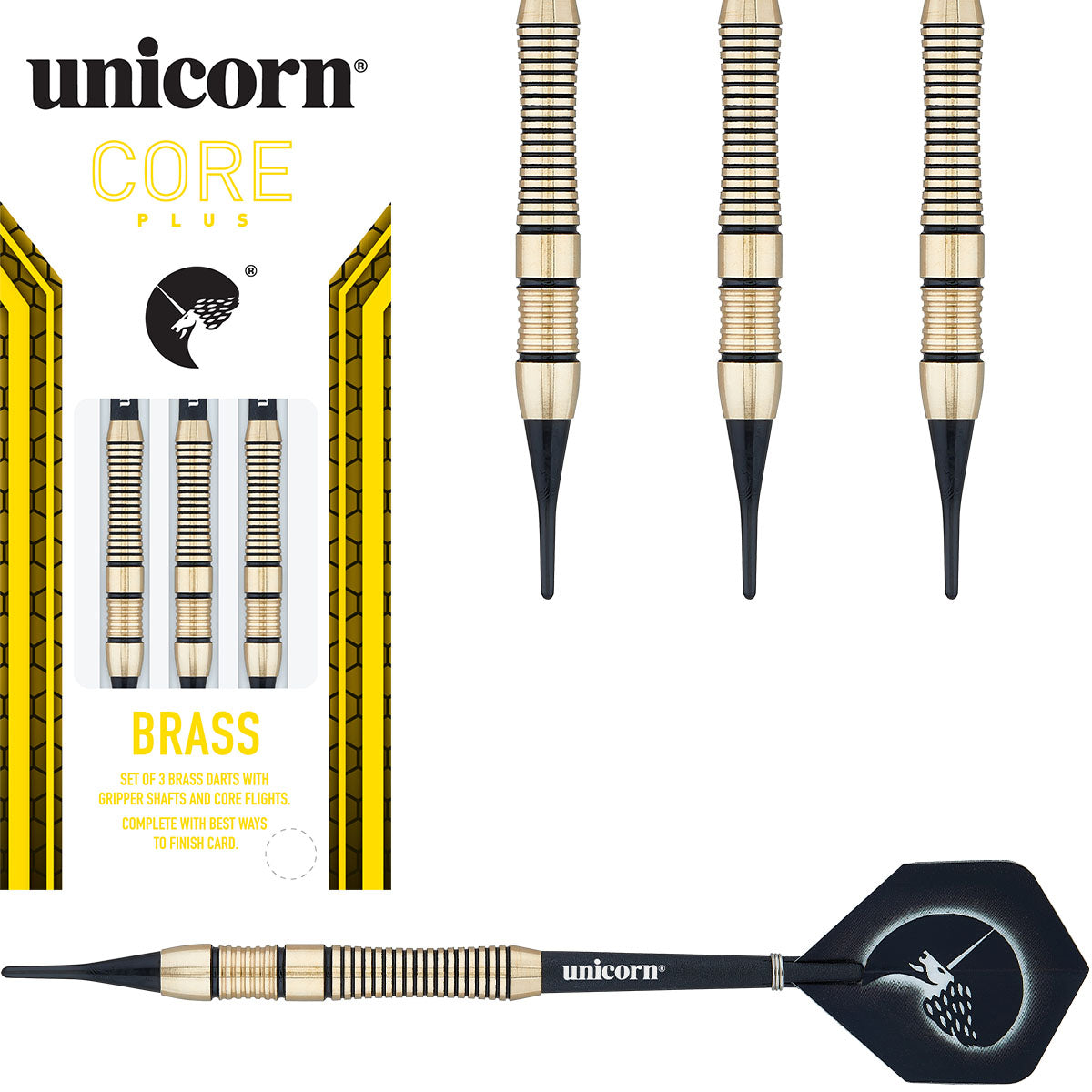 Core Plus Brass Darts Style 2 Soft Tip Darts by Unicorn