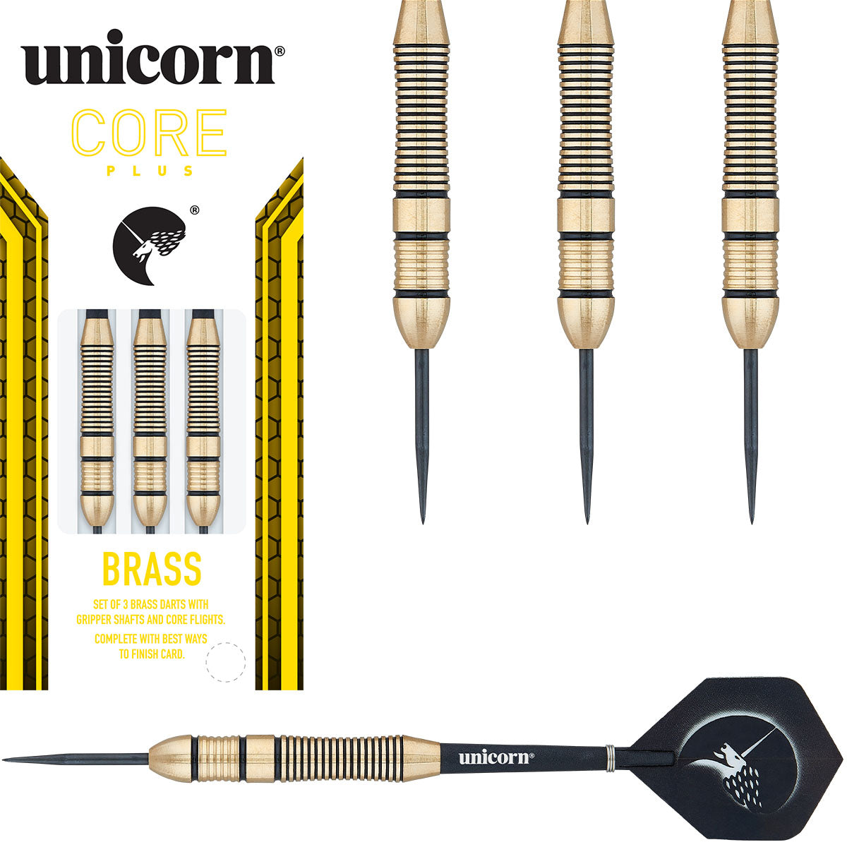 Core Plus Brass Darts Style 2 Steel Tip Darts by Unicorn