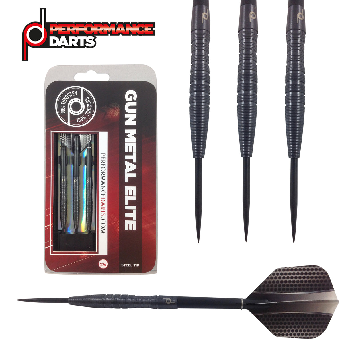 Gun Metal 90% Tungsten Steel Tip Darts by Performance Darts