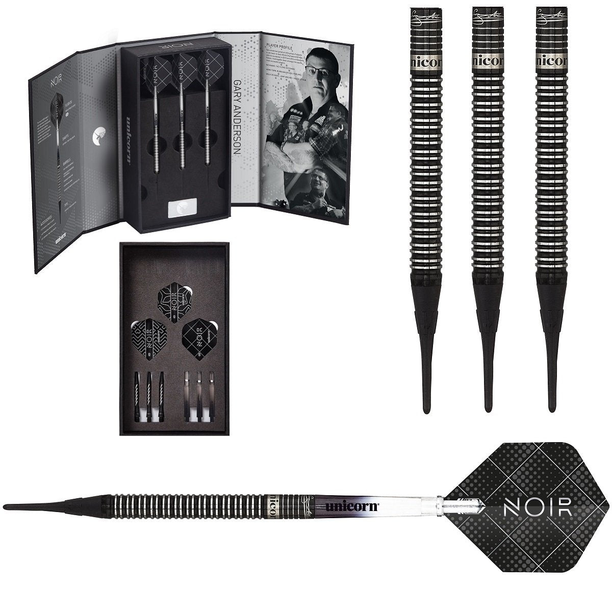 Gary Anderson Noir Deluxe Player Edition Phase 3 World Champion SoftTip Darts by Unicorn