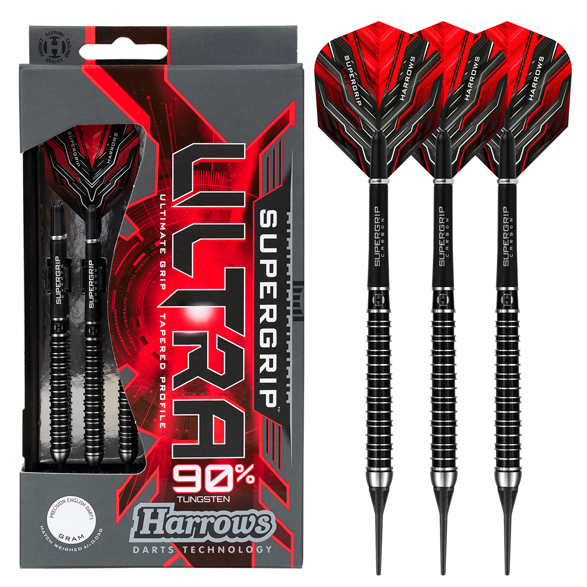 Harrows Supergrip Ultra 90% Tungsten Soft Tip Darts